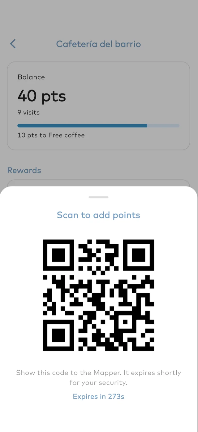 The MaterMap app: the QR code the Mapper scans to add points.