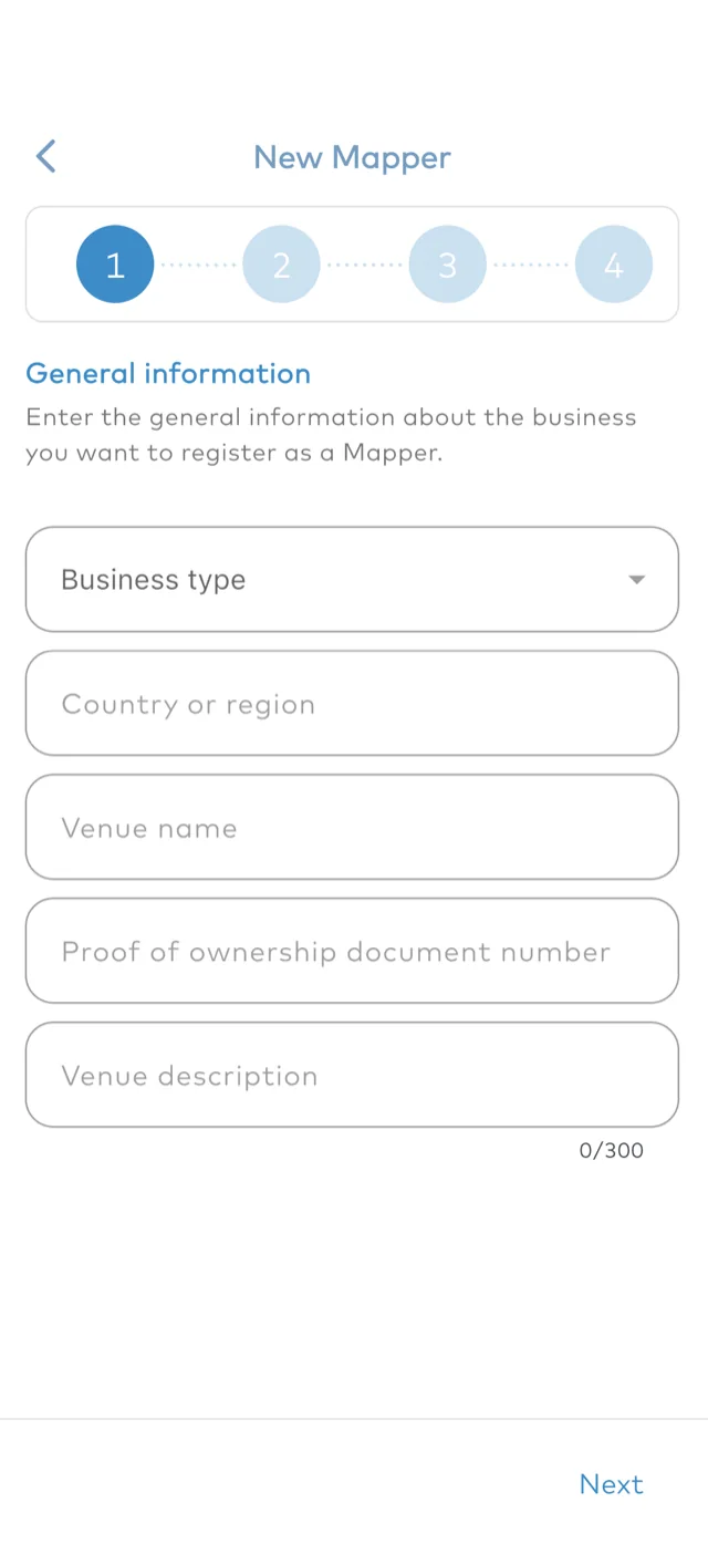 The MaterMap app: the first step to register a new Mapper.